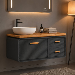 Լվացարան պահարանով BERTA L-010, GREY AND WOOD, PVC, կերամիկա, մոխրագույն, 1000x450x640 մմ (ԿՈԴ 17299)