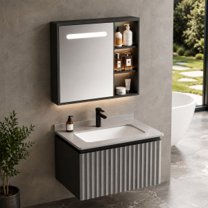 Պահարան լվացարանով կախովի GEMMA JJ0682-60 (MDF) 600x475x465 մմ և LED հայելի դարակով (ԿՈԴ 13678)