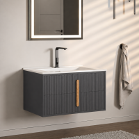 Լվացարան պահարանով BERTA D-6022 FLORA, PVC, կերամիկա, մոխրագույն, 645x450x415 մմ (ԿՈԴ 17298)