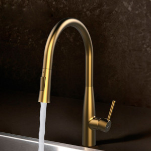 Խոհանոցի ծորակ Lince slimmer brushed gold 1816051-E01 Մատվի ոսկեգույն (քաշովի, 2 ռեժիմ) (ԿՈԴ 17102)