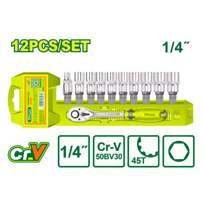 Գլխիկների (12 հատ) հավաքածու 1-4'' DYLLU DTST4212 5-14մմ (ԿՈԴ 16439)