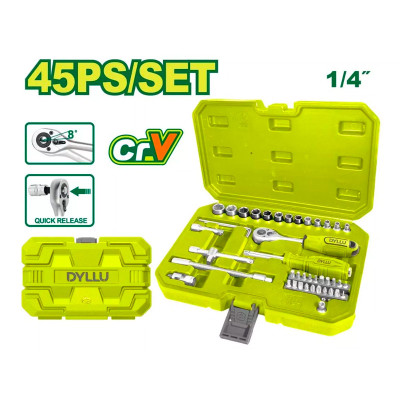 Գլխիկների հավաքածու 1/4” 45 միավոր DYLLU DTST4D45 (ԿՈԴ 16396)