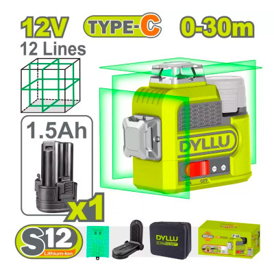 Լազերային 3D հարթաչափ մարտկոցային 12Վ 0-30մ DYLLU DTLE8M12 (ԿՈԴ 16174)