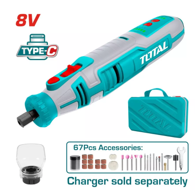 Գրավեր մարտկոցային 8Վ (USB, 67 աքսեսուար) TOTAL TMGLI0801 (ԿՈԴ 13866)