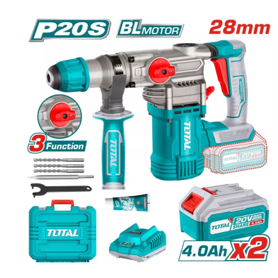 Հորատիչ մարտկոցային 20Վ 4․5Ջ SDS Plus (2 մարտկոցով, լիցքավորիչով) TOTAL TRHLI202882 (ԿՈԴ 13910)