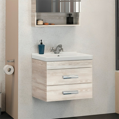 Լվացարան պահարանով կախովի Comforty Nikosia 60П, լվացարան Fest 60 F01, կաղնի սպիտակ 600x400x500մմ (ԿՈԴ 16780)