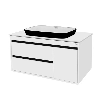 Լվացարան պահարանով,կախովի Betta PVC 4423-90, 900x500x540 մմ Ջրակայուն, Սպիտակ/սև (ԿՈԴ 13403)