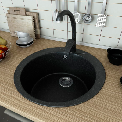 Խոհանոցի լվացարան GranAlliance G-10 Սև, 500x500մմ Սև (ԿՈԴ 11261)