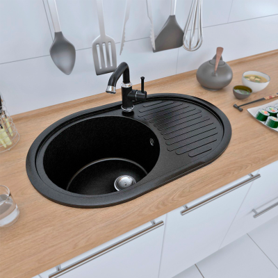 Խոհանոցի լվացարան GranAlliance G-30 Սև, 717х455х190 մմ Սև (ԿՈԴ 11262)