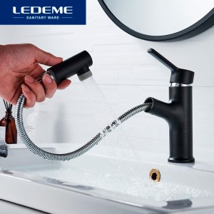 Լվացարանի ծորակ, քաշովի LEDEME 7L1055B-25 Սև (ԿՈԴ 9629)